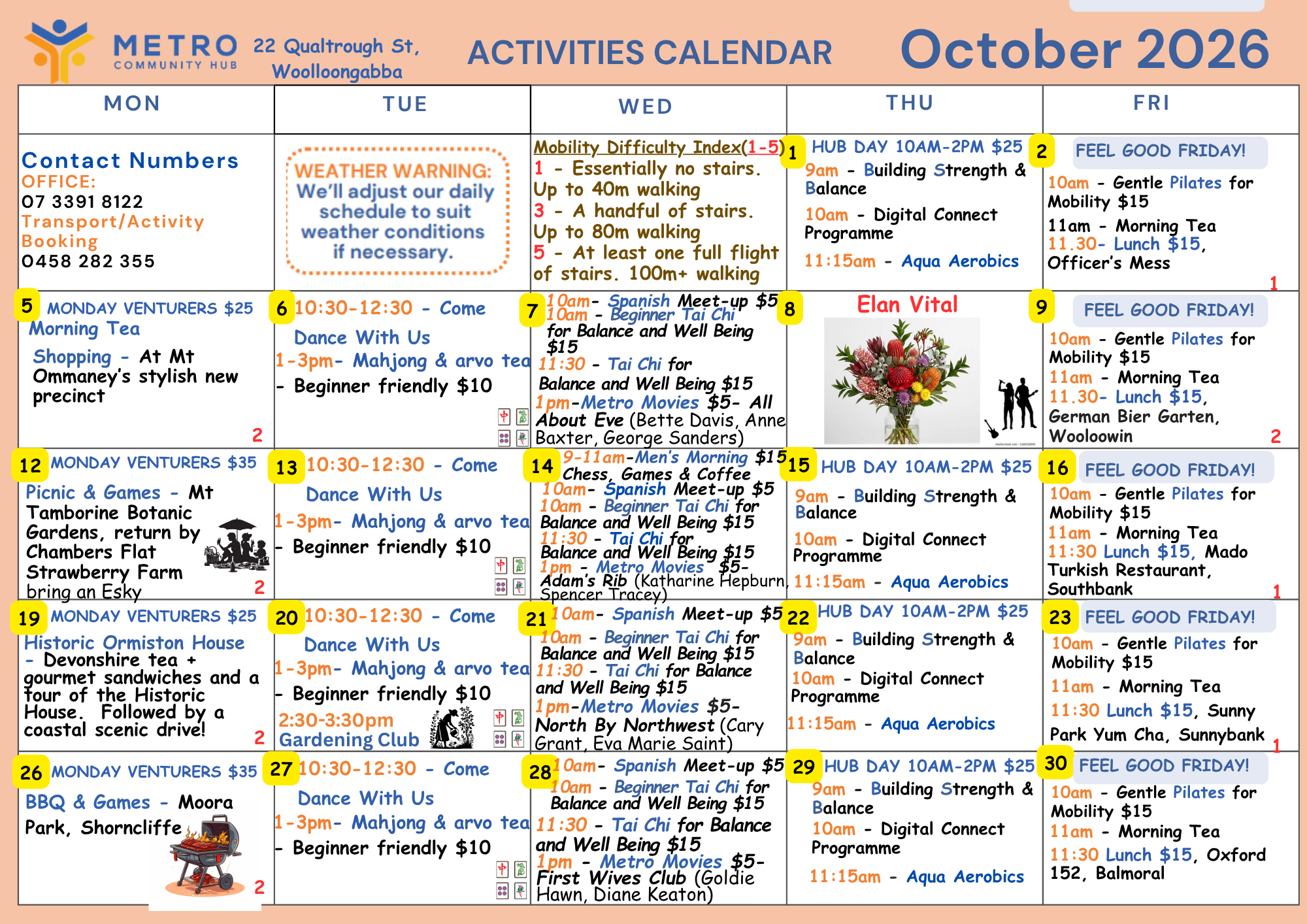 Metro Community Hub October 2026 Activities Calendar Metro Community Hub October 2026 Activities Calendar
